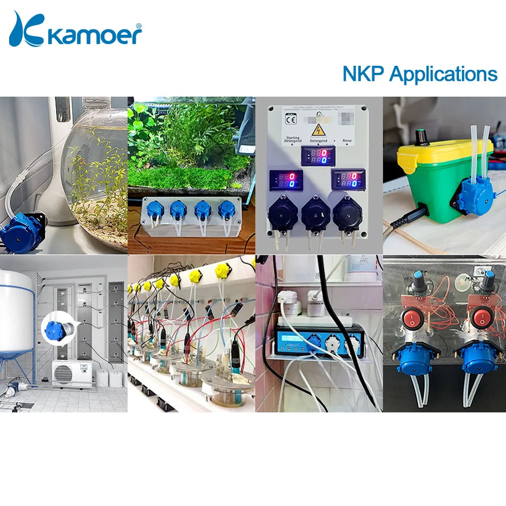 4-in-pack Kamoer NKP Micro Peristaltic Pump 12V/24V DC Motor Low Flow Dosing Pump with Blue Color, Silicone/BPT Tubing