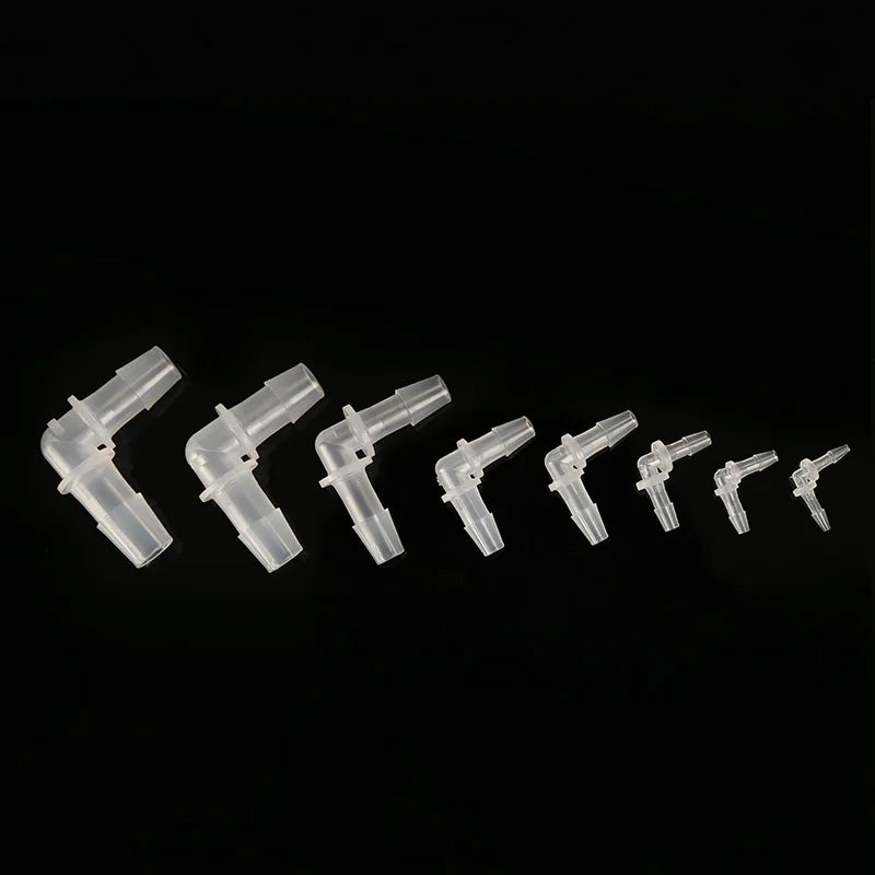 Food Grade PP Material Elbow Barbed Connector Equal Barbed Size Right Angle for Flexible Tubing Connection High Quality Ensured