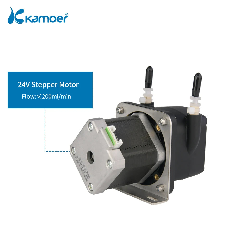 Kamoer 200ml/min KPHM200 Low Flow Peristaltic Pump 24V Stepper Motor Self-priming Pump L/Straight Plate Adjustable Flow