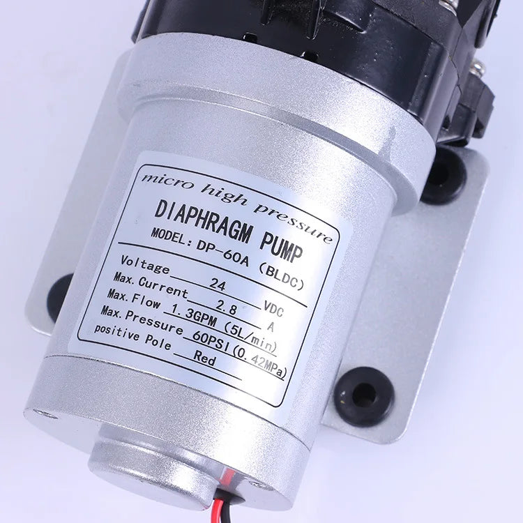 SOVOFLO DP-60 BLDC Electric Diaphragm Pump DC 12V 24V Brushless Motor operated Water Pump 5LPM 60psi Pressure Switch optional