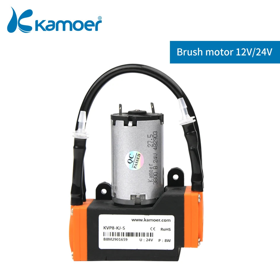 Kamoer 5-8L/min KVP8 Micro Diaphragm Vacuum Pump12V 24V Brush Motor High Negative Pressure 0.082Mpa Suction Pump Air Pump