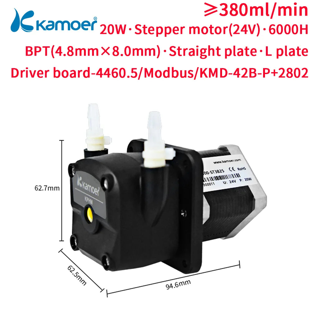 Kamoer 400ml/min KPHM400 Peristaltic Pump 24V Stepper Motor High Precision Self-priming Pump Adjustable Speed Dosing Pump BPT