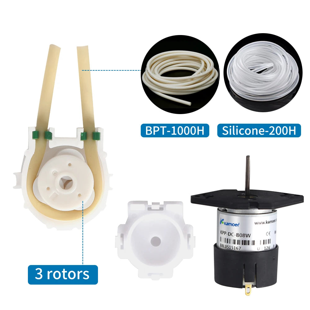 Kamoer 1.2-90ml/min KPP Peristaltic Pump 12V 24V 6V DC Motor Self-priming Pump with Silicone Tubing Lab Dosing Pump for Lab