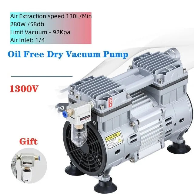 220V Small Oil-Free Silent Vacuum Pump Pumping Laboratory Vacuum Pump Negative Pressure Air Pump Industrial Use