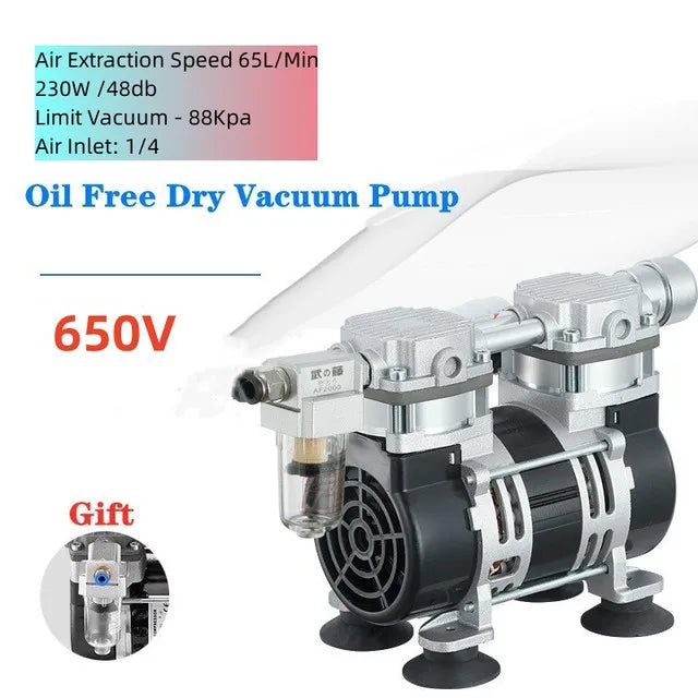 220V Small Oil-Free Silent Vacuum Pump Pumping Laboratory Vacuum Pump Negative Pressure Air Pump Industrial Use