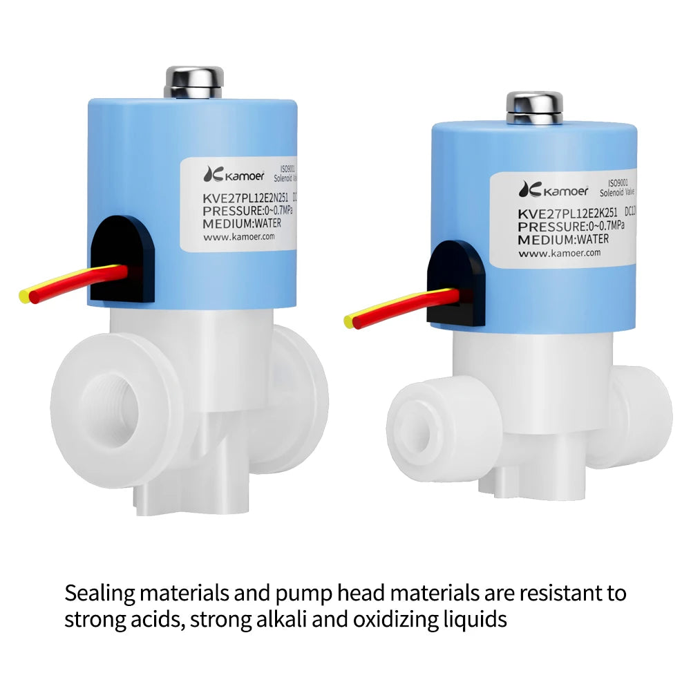 Kamoer 1/4" KVE27 12V Micro Solenoid Valve 24V Water Valve Air Valve Control Valve Normally Closed Solenoid Valve