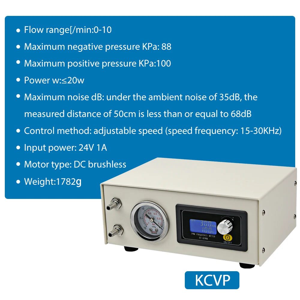 Kamoer 0-10L/min KCVP Oil-free Diaphragm Vacuum Pump 24V BLDC Motor Negative Pressure 0.085Mpa Suction Pump for Lab Analysis