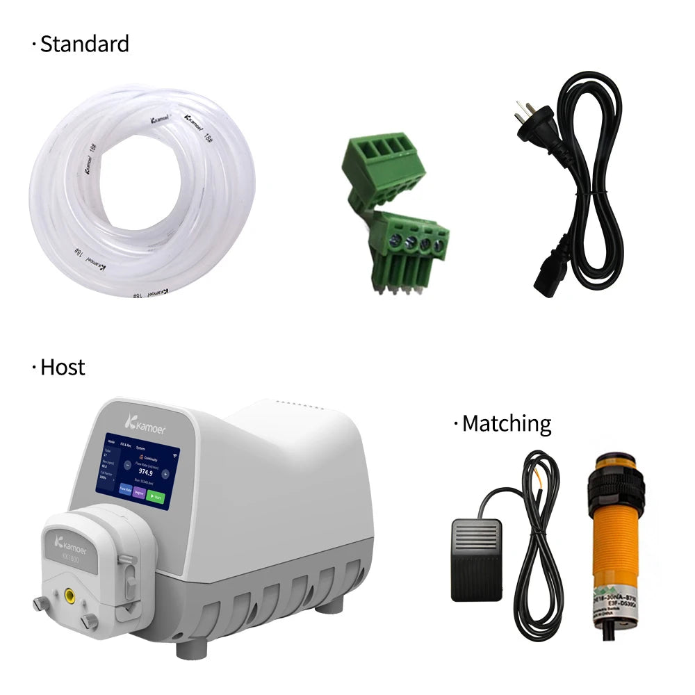Kamoer High Flow Peristaltic Pump WiFi AC100-240V UIP E Stepper Dosing Pump with RS485,Foot Switch for Lab and Filling 7.9x11.1