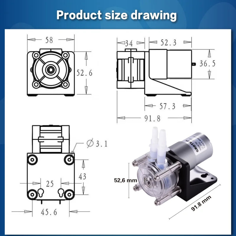 Peristaltic Pump DC 12V/24V 500ml/min  Dosing Pump For Vacuum Aquarium Lab Analytical