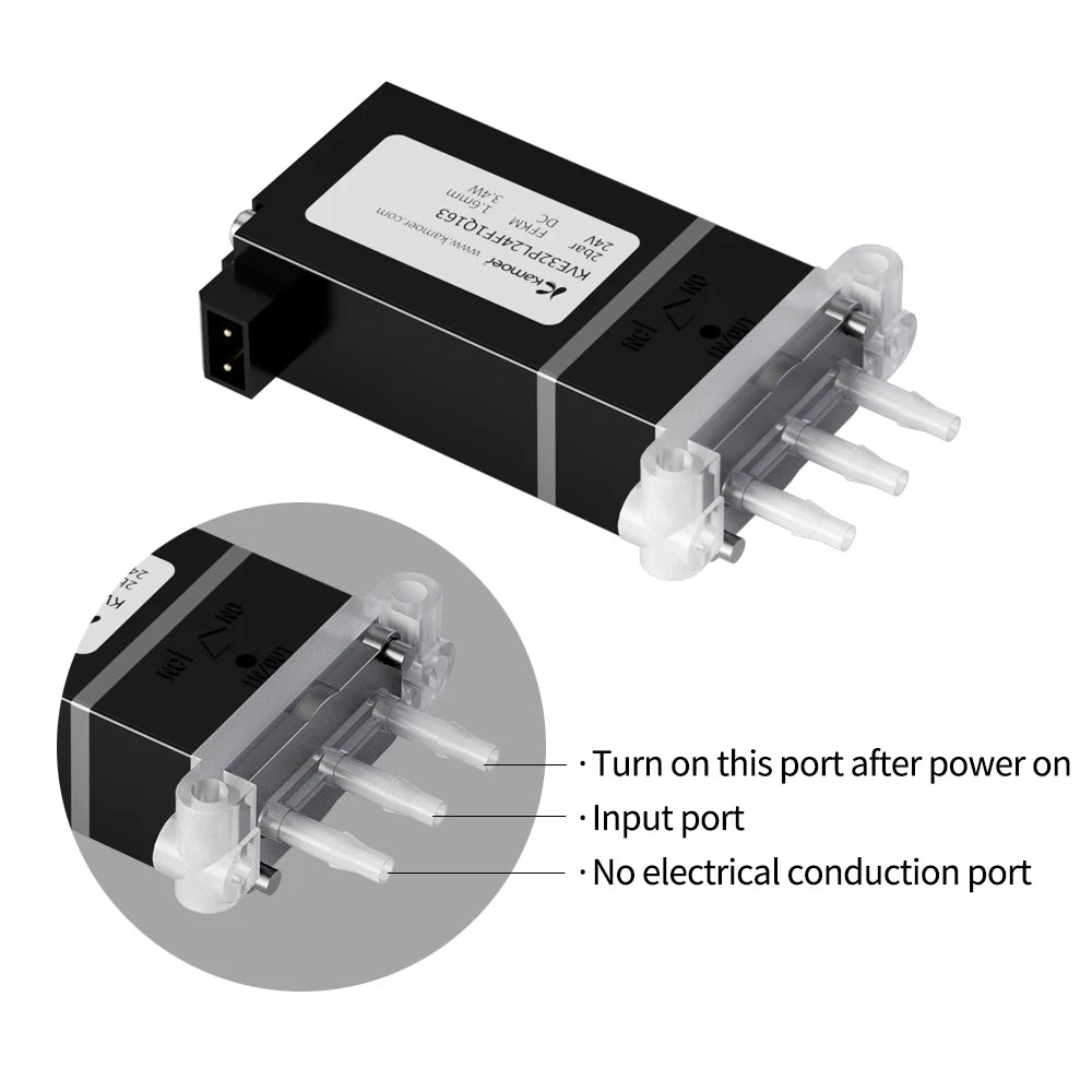 Kamoer 1/16" KVEB 12V Micro Solenoid Valve 24V Water Valve Air Valve Three-way Direct-acting Control Valve