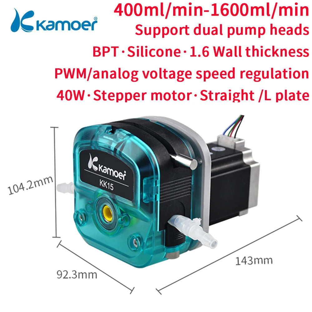 Kamoer 400-1600ml/min KKTS High Flow Peristaltic Pump 24V Stepper Motor Adjustable Speed Dosing Pump with Single/Double Head