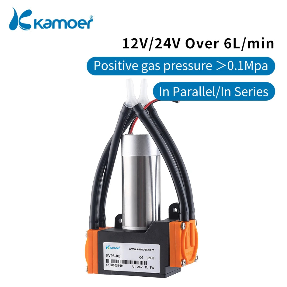 Kamoer 8L/min KVP8 Micro Electric Diaphragm Vacuum Pump 12V 24V BLDC Motor Negative Pressure 0.06Mpa Suction pump