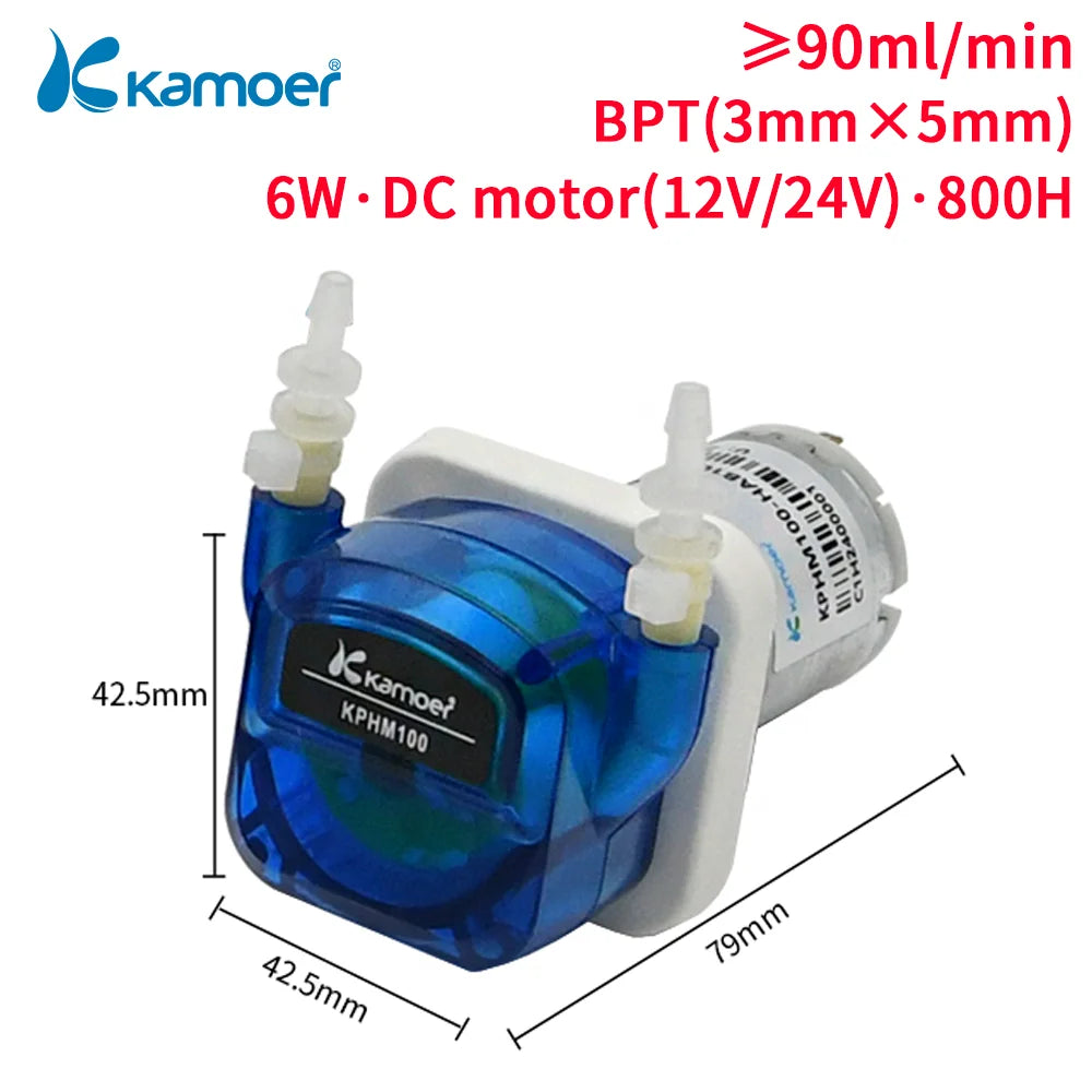 Kamoer 0-180ml/min KPHM100 Peristaltic Pump 24V DC Motor Zero-pollution Self-priming Pump for Lab and Dishwasher