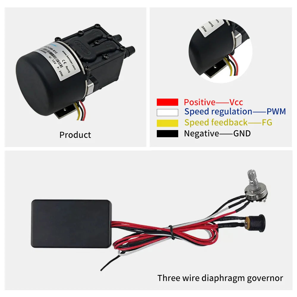 Kamoer 1.6L/min KDLP1200 Micro Diaphragm Liquid Pump 12V 24V Brushless Motor Self-priming Pump Liquid Pressure 0.3Mpa for Inkjet