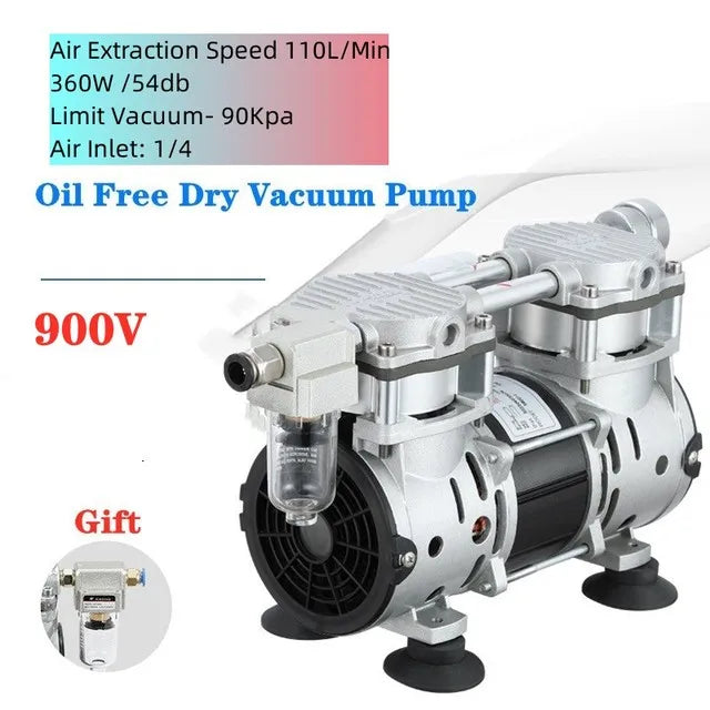 220V Small Oil-Free Silent Vacuum Pump Pumping Laboratory Vacuum Pump Negative Pressure Air Pump Industrial Use