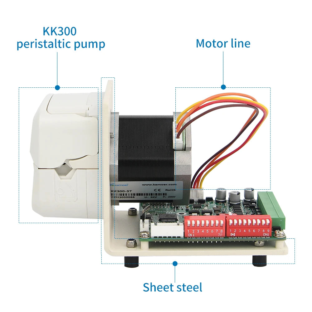 Kamoer 1-315m/min MED42-KK300 High Flow Embedded Peristaltic Pump 24V Stepper Motor Adjustable Dosing Pump Support CAN/RS485